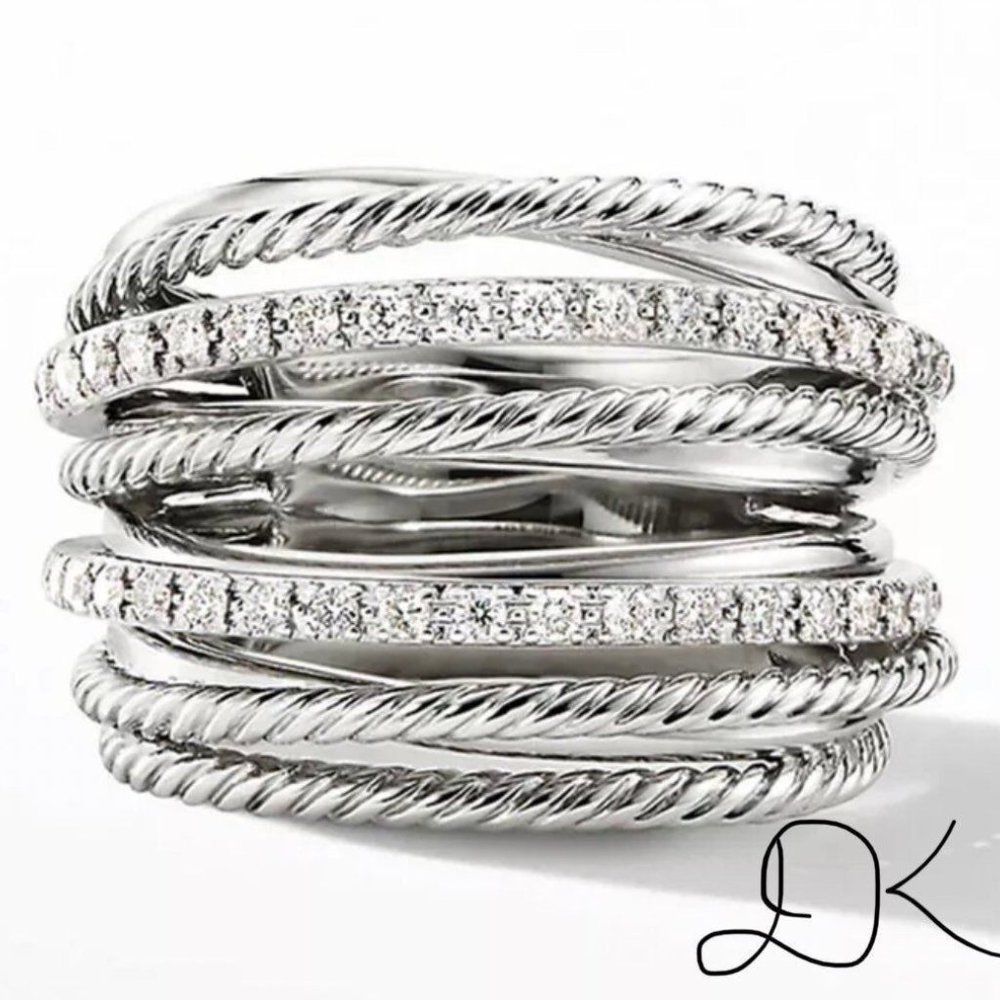 925 WEDDING RING BRIDAL RING ENGAGMENT RING - Picture 3 of 5